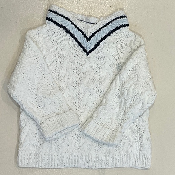 Ralph Lauren Other - Ralph Lauren Baby White 100% Cotton V-Neck Sweater Size 0-6 Months